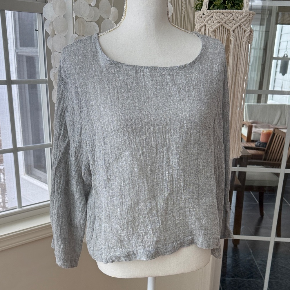 Elegant Linen Gray Women's Top size large